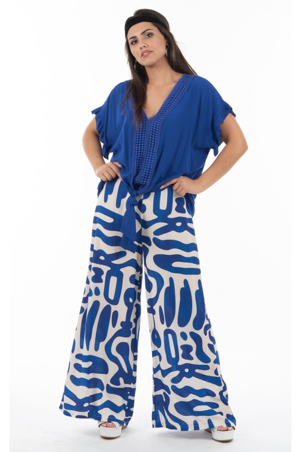 ΜΠΛΟΥΖΑ VISCOSE ΜΕ ΔΑΝΤΕΛΑ ΚΑΙ ΔΕΣΙΜΟ ΜΠΡΟΣΤΑ DONNA MARTHA