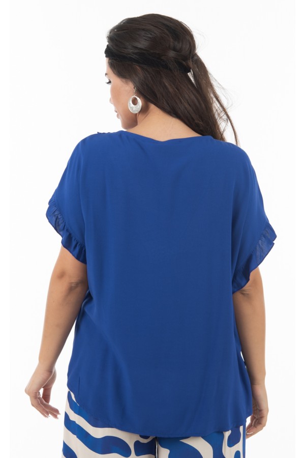 ΜΠΛΟΥΖΑ VISCOSE ΜΕ ΔΑΝΤΕΛΑ ΚΑΙ ΔΕΣΙΜΟ ΜΠΡΟΣΤΑ DONNA MARTHA
