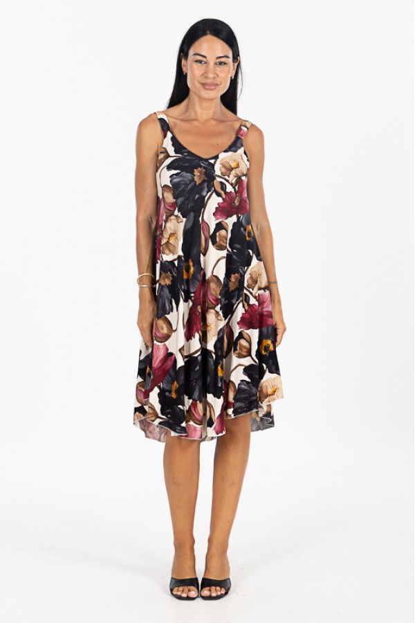 ΦΟΡΕΜΑ FLORAL MIDI ΑΜΑΝΙΚΟ  VISCOSE