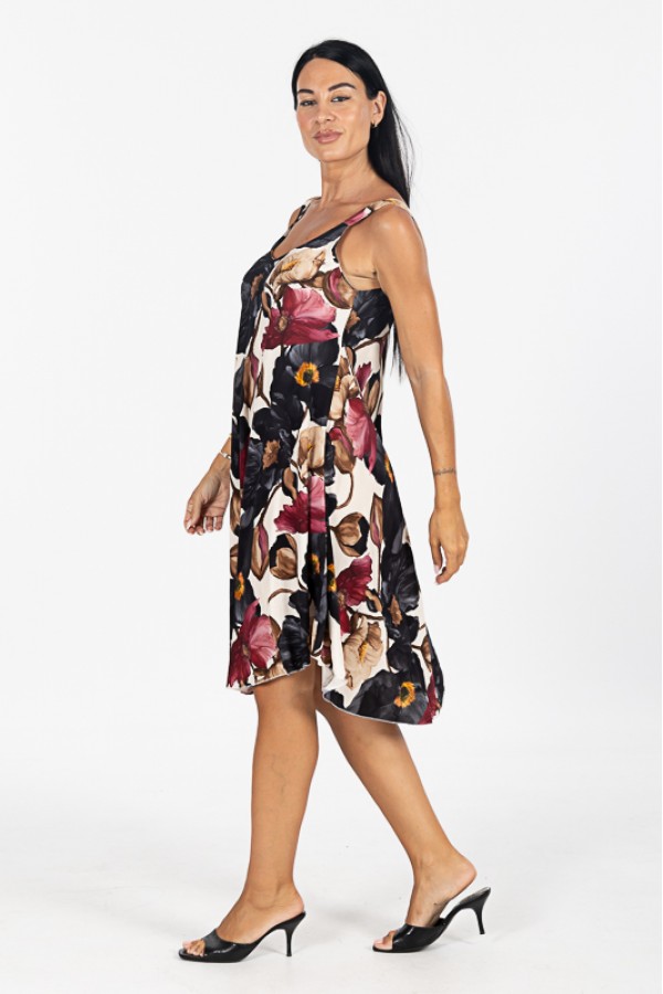 ΦΟΡΕΜΑ FLORAL MIDI ΑΜΑΝΙΚΟ  VISCOSE