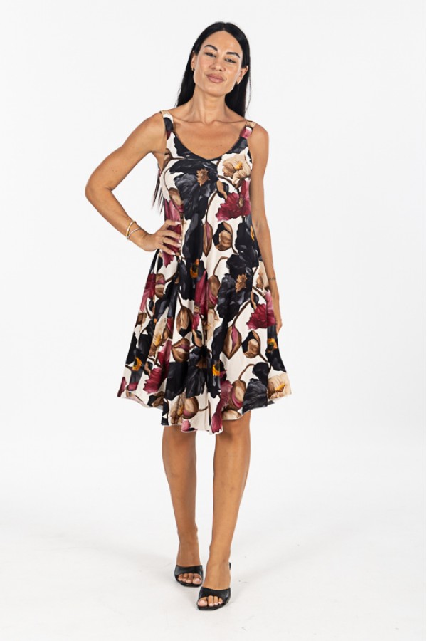 ΦΟΡΕΜΑ FLORAL MIDI ΑΜΑΝΙΚΟ  VISCOSE