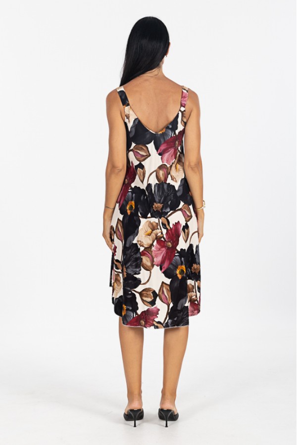 ΦΟΡΕΜΑ FLORAL MIDI ΑΜΑΝΙΚΟ  VISCOSE