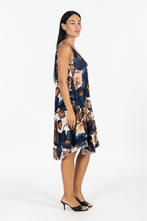 ΦΟΡΕΜΑ FLORAL MIDI ΑΜΑΝΙΚΟ  VISCOSE