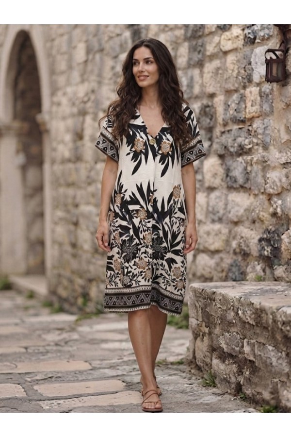 ΦΟΡΕΜΑ MIDI ΒΑΜΒΑΚΕΡΟ FLORAL MOTIBO
