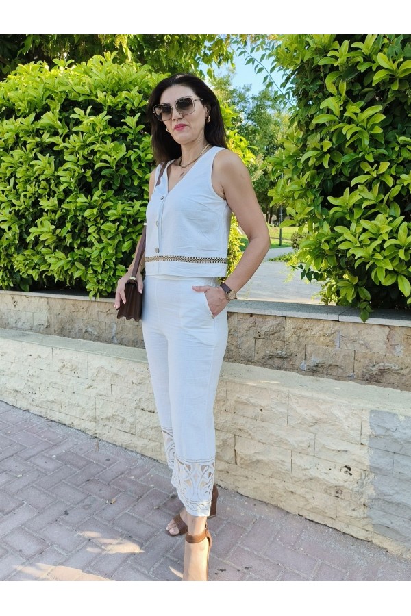 ΣΕΤ CROP ΛΙΝΟ ΜΕ ΧΡΥΣΗ ΤΡΕΣΑ ΚΑΙ ΚΟΥΜΠΙΑ