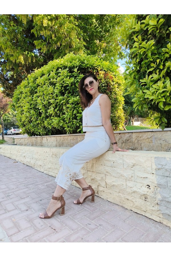 ΣΕΤ CROP ΛΙΝΟ ΜΕ ΧΡΥΣΗ ΤΡΕΣΑ ΚΑΙ ΚΟΥΜΠΙΑ