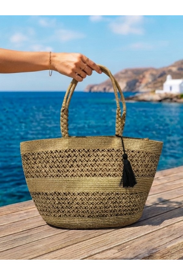 ΤΣΑΝΤΑ (Τύπου tote)  ΧΕΙΡΟΣ ΨΑΘΙΝΗ ΠΛΕΚΤΗ