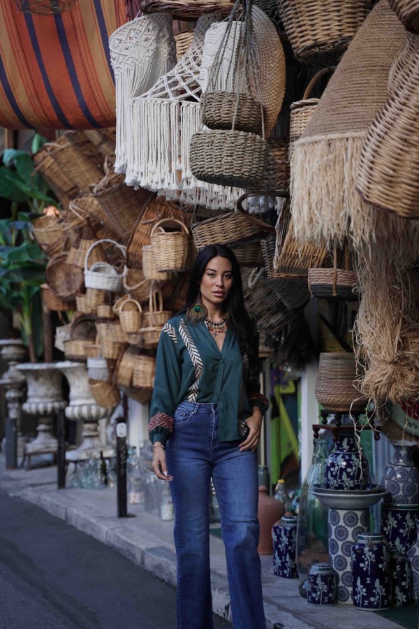 ΠΟΥΚΑΜΙΣΟ BOHO VISCOSE ΜΕ ΧΡΥΣΟ ΚΕΝΤΗΜΑ