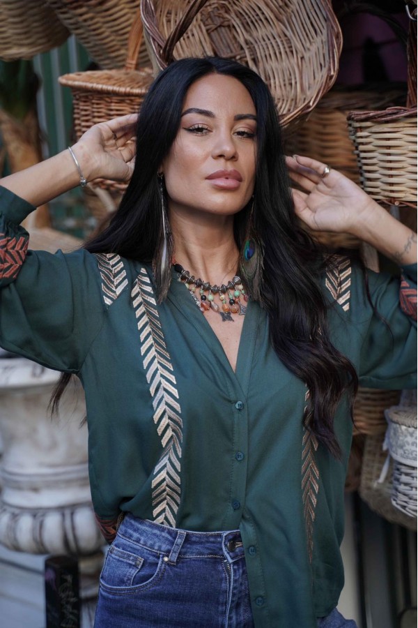 ΠΟΥΚΑΜΙΣΟ BOHO VISCOSE ΜΕ ΧΡΥΣΟ ΚΕΝΤΗΜΑ