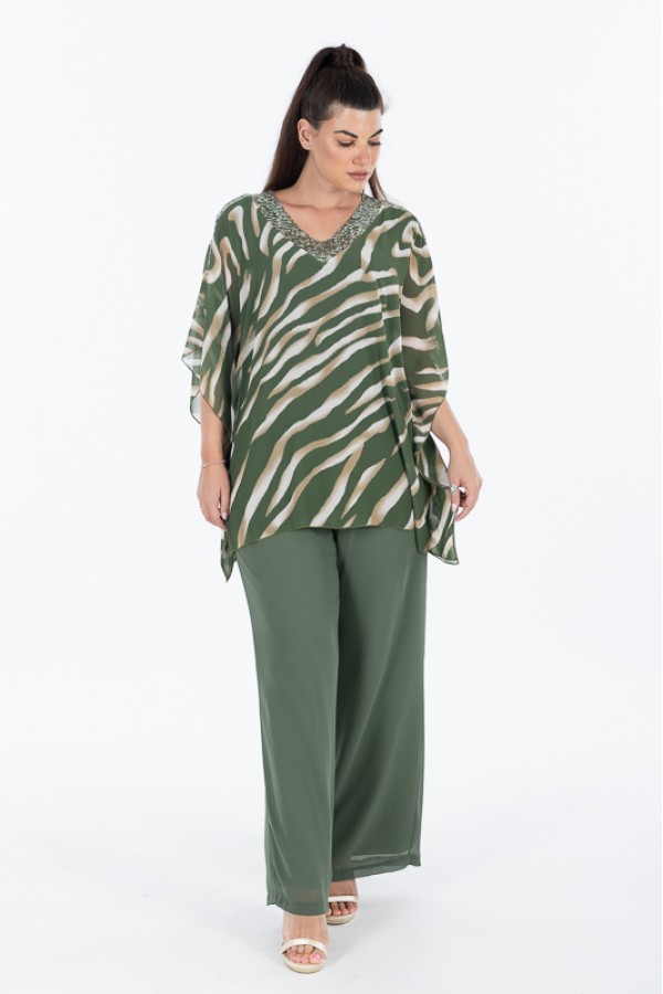 ΜΠΛΟΥΖΑ ΑΝΕΤΗ ΓΡΑΜΜΗ ΜΕ ΜΟΤΙΒΟ ΣΧΕΔΙΟ ΖΕΒΡΑΣ ΚΑΙ ΜΑΝΙΚΙΑ ΝΥΧΤΕΡΙΔΑ