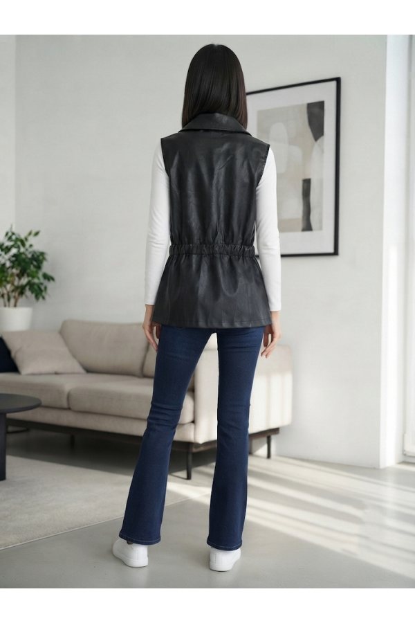 ΓΙΛΕΚΟ  FAUX-LEATHER ΜΕ ΛΑΣΤΙΧΟ ΣΤΗΝ ΜΕΣΗ