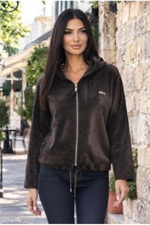 ZAKETA ΒΕΛΟΥΔΙΝΗ ΥΦΗ ΜΕ ΚΟΥΚΟΥΛΑ OVERSIZED