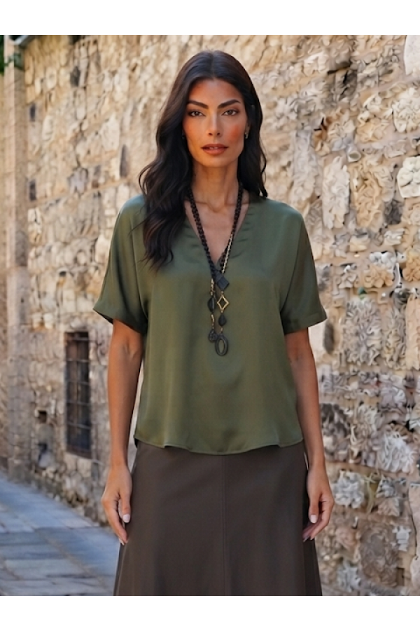 ΜΠΛΟΥΖΑ SATIN LOOK ΒΕ ΜΕ ΚΟΛΙΕ