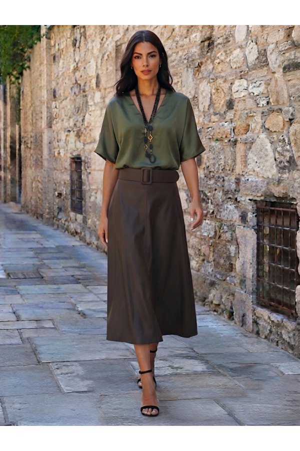 ΜΠΛΟΥΖΑ SATIN LOOK ΒΕ ΜΕ ΚΟΛΙΕ