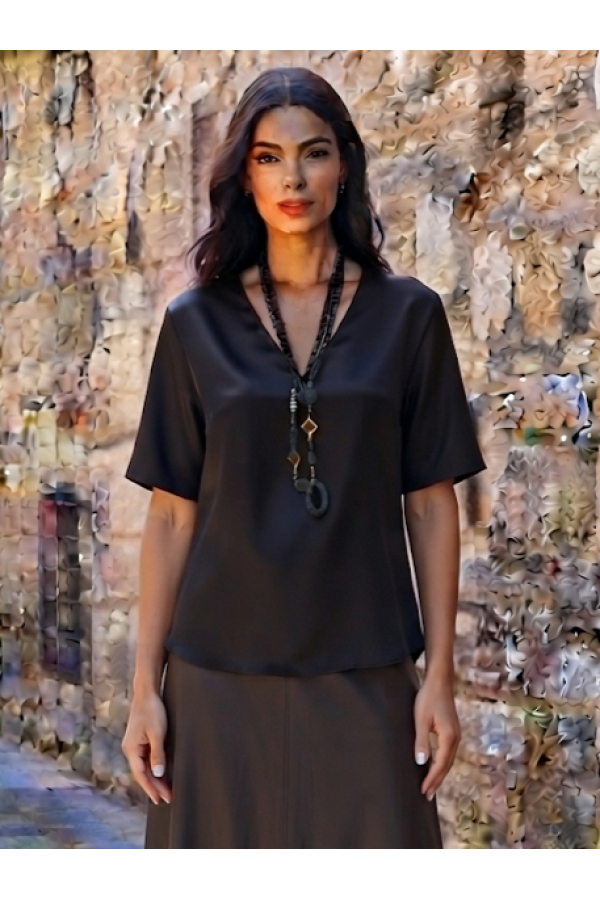 ΜΠΛΟΥΖΑ SATIN LOOK ΒΕ ΜΕ ΚΟΛΙΕ