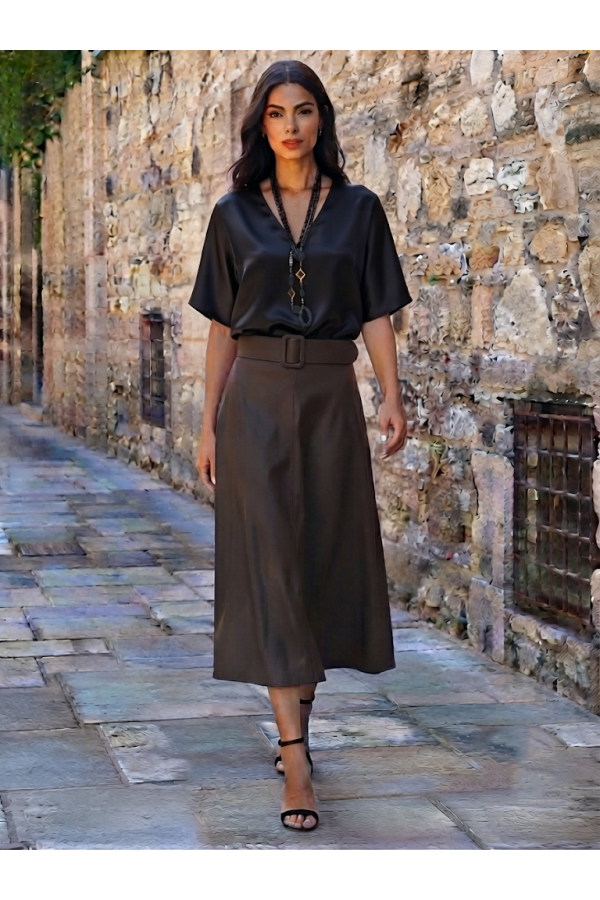 ΜΠΛΟΥΖΑ SATIN LOOK ΒΕ ΜΕ ΚΟΛΙΕ