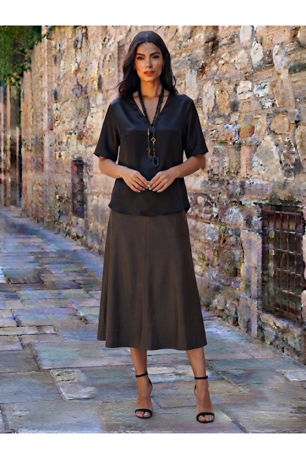 ΜΠΛΟΥΖΑ SATIN LOOK ΒΕ ΜΕ ΚΟΛΙΕ