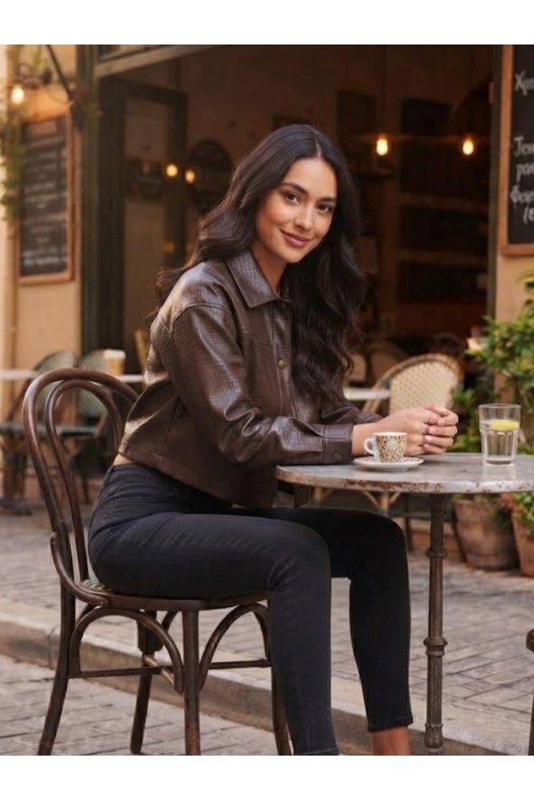 ΜΠΟΥΦΑΝ CROP  FAUX LEATHER