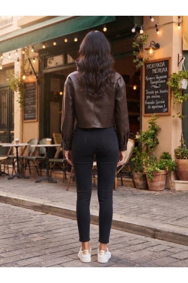 ΜΠΟΥΦΑΝ CROP  FAUX LEATHER