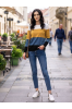 ΜΠΛΟΥΖΑ COLOR-BLOCKING ΜΕ ΦΑΡΔΙΕΣ ΡΙΓΕΣ