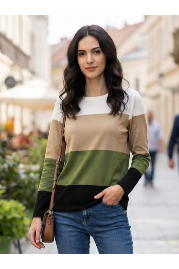 ΜΠΛΟΥΖΑ COLOR-BLOCKING ΜΕ ΦΑΡΔΙΕΣ ΡΙΓΕΣ